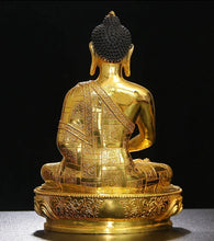 Load image into Gallery viewer, Chinese Feng Shui Good Fortune Wealth Blessing Gold Buddha Copper Statue Home/Office Decor Sculpture Craft Living Room TV Cabinet Fortune Ornament Housewarming Gift