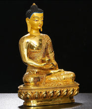 Load image into Gallery viewer, Chinese Feng Shui Good Fortune Wealth Blessing Gold Buddha Copper Statue Home/Office Decor Sculpture Craft Living Room TV Cabinet Fortune Ornament Housewarming Gift