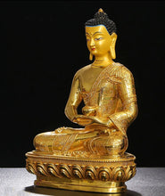 Load image into Gallery viewer, Chinese Feng Shui Good Fortune Wealth Blessing Gold Buddha Copper Statue Home/Office Decor Sculpture Craft Living Room TV Cabinet Fortune Ornament Housewarming Gift
