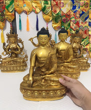 Load image into Gallery viewer, Chinese Feng Shui Good Fortune Wealth Blessing Gold Buddha Copper Statue Home/Office Decor Sculpture Craft Living Room TV Cabinet Fortune Ornament Housewarming Gift