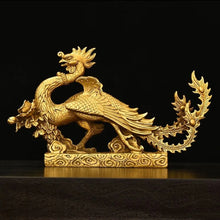 Load image into Gallery viewer, Chinese Feng Shui Good Fortune Wealth Lucky Gold Dragon Phoenix Brass Statue Home/Office Decor Sculpture Craft Living Room TV Cabinet Fortune Ornament Housewarming Gift
