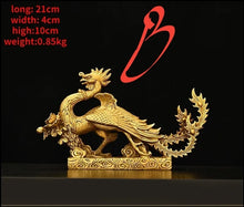Load image into Gallery viewer, Chinese Feng Shui Good Fortune Wealth Lucky Gold Dragon Phoenix Brass Statue Home/Office Decor Sculpture Craft Living Room TV Cabinet Fortune Ornament Housewarming Gift
