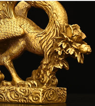 Load image into Gallery viewer, Chinese Feng Shui Good Fortune Wealth Lucky Gold Dragon Phoenix Brass Statue Home/Office Decor Sculpture Craft Living Room TV Cabinet Fortune Ornament Housewarming Gift
