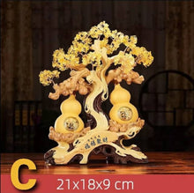 Load image into Gallery viewer, Chinese Feng Shui Good Fortune Wealth Lucky Gold Money Tree Gourds Statue Home/Office Decor Sculpture Craft Living Room TV Cabinet Fortune Ornament Housewarming Gift