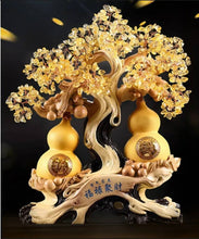 Load image into Gallery viewer, Chinese Feng Shui Good Fortune Wealth Lucky Gold Money Tree Gourds Statue Home/Office Decor Sculpture Craft Living Room TV Cabinet Fortune Ornament Housewarming Gift