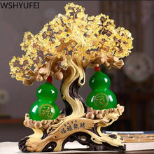 Load image into Gallery viewer, Chinese Feng Shui Good Fortune Wealth Lucky Gold Money Tree Gourds Statue Home/Office Decor Sculpture Craft Living Room TV Cabinet Fortune Ornament Housewarming Gift
