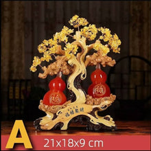 Load image into Gallery viewer, Chinese Feng Shui Good Fortune Wealth Lucky Gold Money Tree Gourds Statue Home/Office Decor Sculpture Craft Living Room TV Cabinet Fortune Ornament Housewarming Gift