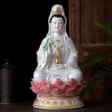 Load image into Gallery viewer, Chinese Feng Shui Good Fortune Wealth Blessing Guanyin Statue Home/Office Decor Sculpture Craft Living Room TV Cabinet Fortune Ornament Housewarming Gift