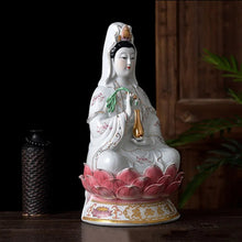 Load image into Gallery viewer, Chinese Feng Shui Good Fortune Wealth Blessing Guanyin Statue Home/Office Decor Sculpture Craft Living Room TV Cabinet Fortune Ornament Housewarming Gift