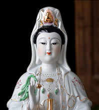 Load image into Gallery viewer, Chinese Feng Shui Good Fortune Wealth Blessing Guanyin Statue Home/Office Decor Sculpture Craft Living Room TV Cabinet Fortune Ornament Housewarming Gift