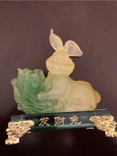 Load image into Gallery viewer, Chinese Feng Shui Good Fortune Wealth Lucky Cabbage Rabbit Statue Home/Office Decor Sculpture Craft Living Room TV Cabinet Fortune Ornament Housewarming Gift