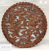 Load image into Gallery viewer, Chinese Feng Shui Good Fortune Wealth Lucky Double Dragons/ Dragon Phoenix Wood Statue Hallway Wall Panel Home/Office Decor Sculpture Craft Living Room TV Cabinet Fortune Ornament Housewarming Gift