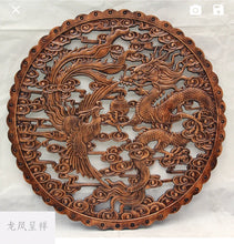 Load image into Gallery viewer, Chinese Feng Shui Good Fortune Wealth Lucky Double Dragons/ Dragon Phoenix Wood Statue Hallway Wall Panel Home/Office Decor Sculpture Craft Living Room TV Cabinet Fortune Ornament Housewarming Gift