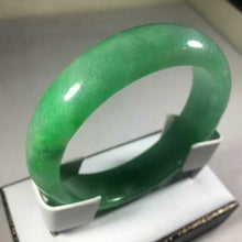 Load image into Gallery viewer, 56-58mm Certified Natural Green Jadeite Emerald A Jade HandCarved Ruyi Flower Bracelet Bangle GX3138 with Gift Box