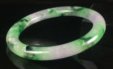 Load image into Gallery viewer, 10% OFF- 59/60/61mm Certified Natural Lavender Green Jadeite Emerald A Jade HandCarved Lucky Round Bracelet Bangle GX848