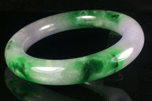 Load image into Gallery viewer, 10% OFF- 57/58/59mm Certified Natural Lavender Green Jadeite Emerald A Jade HandCarved Lucky Round Bracelet Bangle GX859