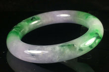 Load image into Gallery viewer, 10% OFF- 57/58/59mm Certified Natural Lavender Green Jadeite Emerald A Jade HandCarved Lucky Round Bracelet Bangle GX859