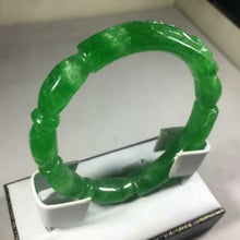 Load image into Gallery viewer, 56-58mm Certified Natural Green Jadeite Emerald A Jade HandCarved Ruyi Flower-Money Coin Round Bracelet Bangle GX3140 with Gift Box