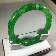 Load image into Gallery viewer, 56-58mm Certified Natural Green Jadeite Emerald A Jade HandCarved Ruyi Flower-Money Coin Round Bracelet Bangle GX3140 with Gift Box