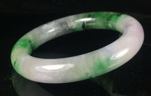 Load image into Gallery viewer, 10% OFF- 58/59/60mm Certified Natural Lavender Green Jadeite Emerald A Jade HandCarved Lucky Round Bracelet Bangle GX842