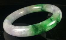 Load image into Gallery viewer, 10% OFF- 58/59/60mm Certified Natural Lavender Green Jadeite Emerald A Jade HandCarved Lucky Round Bracelet Bangle GX842