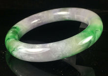 Load image into Gallery viewer, 10% OFF- 58/59/60mm Certified Natural Lavender Green Jadeite Emerald A Jade HandCarved Lucky Round Bracelet Bangle GX842