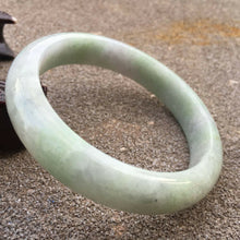 Load image into Gallery viewer, 10% OFF- 61/62/63mm Certified Natural Lavender Light Green Jadeite Emerald A Jade HandCarved Lucky Bracelet Bangle GX371