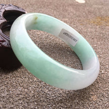 Load image into Gallery viewer, 10% OFF- 57/58/59mm Certified Natural Lavender Light Green Jadeite Emerald A Jade HandCarved Lucky Bracelet Bangle GX469