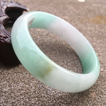 Load image into Gallery viewer, 10% OFF- 57/58/59mm Certified Natural Lavender Light Green Jadeite Emerald A Jade HandCarved Lucky Bracelet Bangle GX469