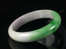 Load image into Gallery viewer, 10% OFF- 57/58/59mm Certified Natural Lavender Green Jadeite Emerald A*Jade HandCarved Lucky Bracelet Bangle GX761