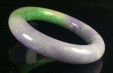 Load image into Gallery viewer, 10% OFF- 55/56/57mm Certified Natural Lavender Yellow Green Jadeite Emerald A Jade HandCarved Lucky Round Bracelet Bangle GX869