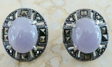 Load image into Gallery viewer, 10% OFF- Vintage Certified Natural Jadeite Purple Emerald A*Jade Handcarved A Pair of Lucky Jade Stud Earrings