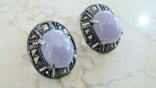 Load image into Gallery viewer, 10% OFF- Vintage Certified Natural Jadeite Purple Emerald A*Jade Handcarved A Pair of Lucky Jade Stud Earrings
