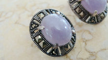 Load image into Gallery viewer, 10% OFF- Vintage Certified Natural Jadeite Purple Emerald A*Jade Handcarved A Pair of Lucky Jade Stud Earrings