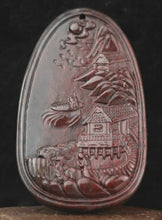 Load image into Gallery viewer, 10% OFF- Certified Natural Red Jadeite Emerald A Jade Handcarved Beautiful Landscape Lucky Jade Pendant《Grade A》NO.C888