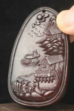 Load image into Gallery viewer, 10% OFF- Certified Natural Red Jadeite Emerald A Jade Handcarved Beautiful Landscape Lucky Jade Pendant《Grade A》NO.C888
