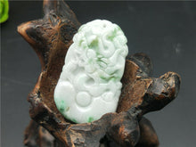 Load image into Gallery viewer, 10% OFF- Certified Natural Icy Jadeite Emerald Jade HandCarved Tablet Lucky Dragon Pendant A1940