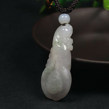 Load image into Gallery viewer, 10% OFF- Certified Natural Icy Jadeite Emerald A Jade HandCarved Tablet Lucky Magnolia Flower Pendant X1583
