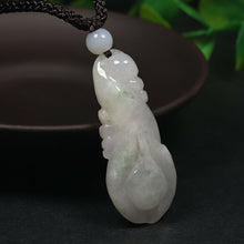 Load image into Gallery viewer, 10% OFF- Certified Natural Icy Jadeite Emerald A Jade HandCarved Tablet Lucky Magnolia Flower Pendant X1583