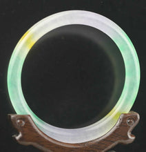 Load image into Gallery viewer, 10% OFF- 61/62/63mm Certified Natural Icy Lavender Yellow Green Jadeite Emerald A Jade HandCarved Lucky Round Bracelet Bangle A1940