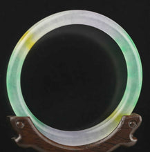 Load image into Gallery viewer, 10% OFF- 61/62/63mm Certified Natural Icy Lavender Yellow Green Jadeite Emerald A Jade HandCarved Lucky Round Bracelet Bangle A1940