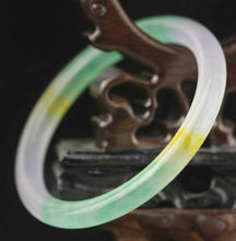Load image into Gallery viewer, 10% OFF- 61/62/63mm Certified Natural Icy Lavender Yellow Green Jadeite Emerald A Jade HandCarved Lucky Round Bracelet Bangle A1940