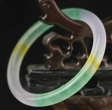 Load image into Gallery viewer, 10% OFF- 61/62/63mm Certified Natural Icy Lavender Yellow Green Jadeite Emerald A Jade HandCarved Lucky Round Bracelet Bangle A1940