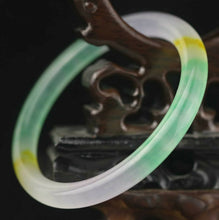 Load image into Gallery viewer, 10% OFF- 61/62/63mm Certified Natural Icy Lavender Yellow Green Jadeite Emerald A Jade HandCarved Lucky Round Bracelet Bangle A1940