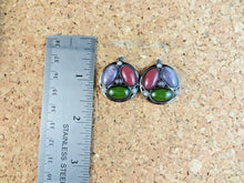 Load image into Gallery viewer, 10% OFF- Vintage Certified Natural Jadeite Red Purple Green Emerald A*Jade Handcarved A Pair of Lucky Jade Hook Earrings