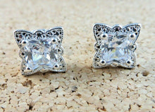 Load image into Gallery viewer, 10% OFF- Sparkling! Vintage Avon Square White Gem Stone Post Stud Earrings