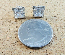 Load image into Gallery viewer, 10% OFF- Sparkling! Vintage Avon Square White Gem Stone Post Stud Earrings