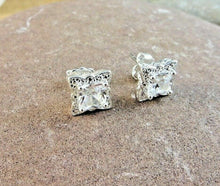 Load image into Gallery viewer, 10% OFF- Sparkling! Vintage Avon Square White Gem Stone Post Stud Earrings