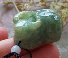 Load image into Gallery viewer, Certified Natural Jadeite Emerald A*Jade HandCarved Ox Cow Pendant 风水牛 HL8027 with Gift Box
