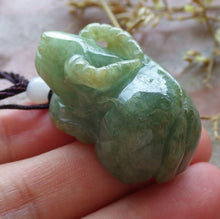 Load image into Gallery viewer, Certified Natural Jadeite Emerald A*Jade HandCarved Ox Cow Pendant 风水牛 HL8027 with Gift Box